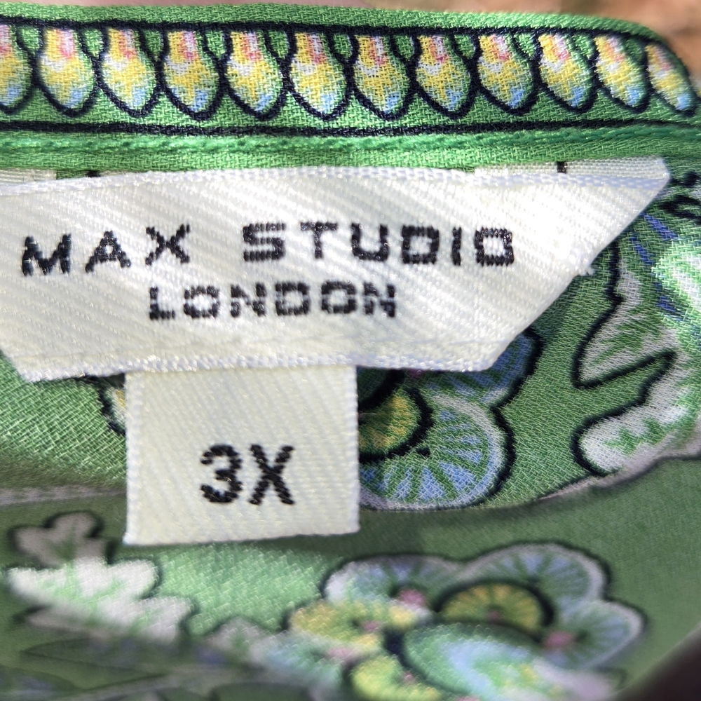 Max Studio Green Boho Maxi Dress Smocked Waist Size 3X - Picture 11 of 11